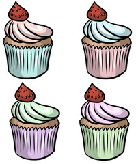 Festive cupcake with shiny icing for decorating pictures