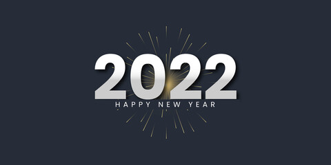 Happy new year lettering with fireworks.