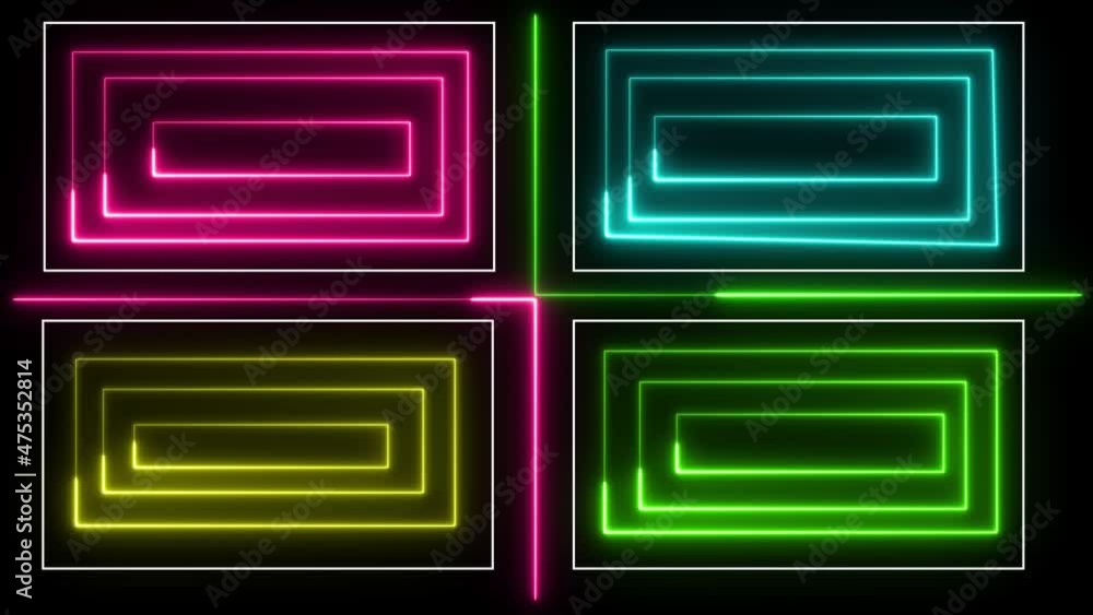 Poster neon glow color moving seamless art background abstract motion screen 4k. neon moving seamless art l