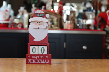Santa Claus with Christmas gifts countdown 0 days until Christmas