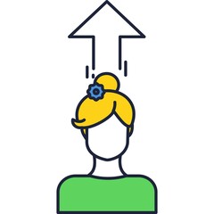 Woman portrait with arrow up over head icon vector