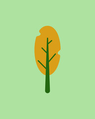 Cartoon style tree illustration isolated on colored background, can be used as design element