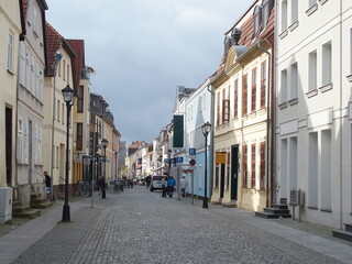 Fototapeta na wymiar Street scene in Waren, Mecklenburg-Western Pomerania, Germany