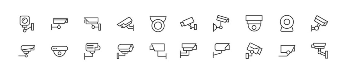 Set of simple cctv line icons. - obrazy, fototapety, plakaty