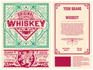 Whiskey label with old frames