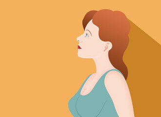 woman upper body vector illustration orenge background