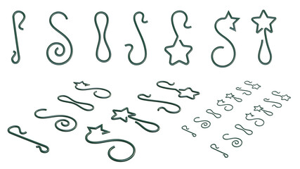 green decorative hook element set for christmas tree balls