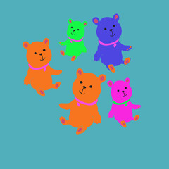 Doodle  baby toy bears. Hand drawn.