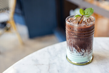 iced chocolate mint tea milk shake