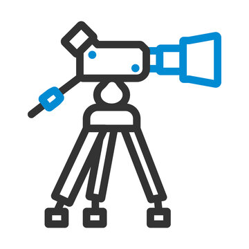blue and black telescope on tripod