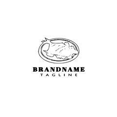 fish on a bowl logo cartoon design template icon black isolated vector illustration