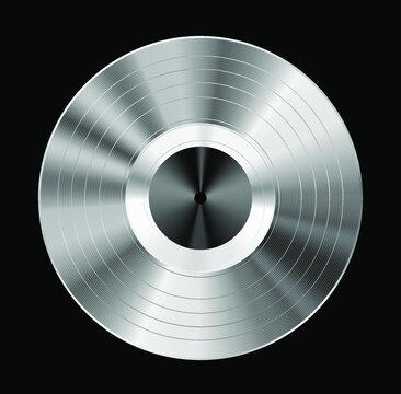 Silver vinyl vector illustration isolated on black background.