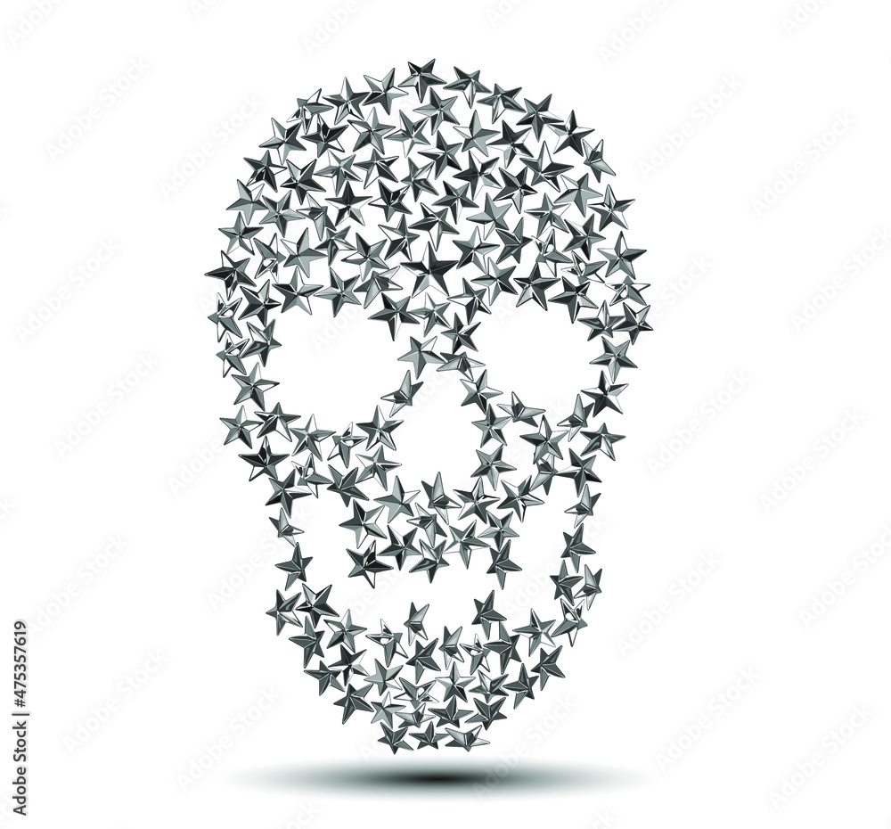 Wall mural vector punk star studs in the shape of a skull isolated on white background.