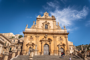 Obraz premium Cathedral of San Pietro in Modica, Ragusa, Sicily, Italy, Europe, World Heritage Site