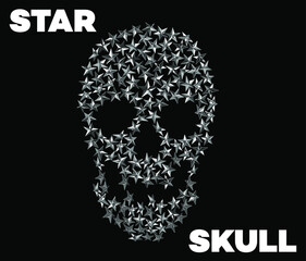 Vector punk star studs in the shape of a skull isolated on white background.