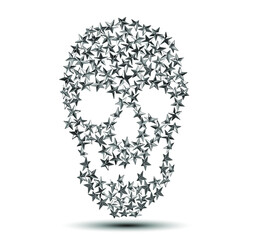 Vector punk star studs in the shape of a skull isolated on white background.