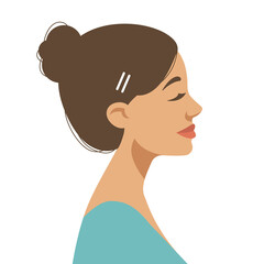 Beautiful brunette woman's profile with closed eyes