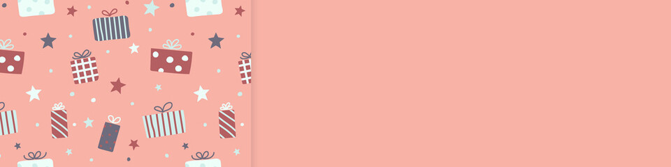 Empty card with Christmas present boxes concept. Vector