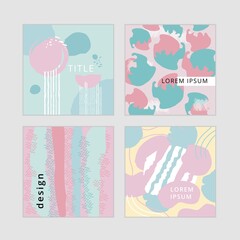 Fototapeta na wymiar Abstract vector cover template, pastel geometric background. Blue, pink, yellow, turquoise banner poster.Social media,editable simple corporate posts.
