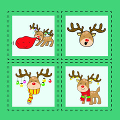 Vector set of Christmas flashcards. Educational preschool flashcard. Flashcards with cute christmas characters. Vector illustration. Colourful printable flashcards. 