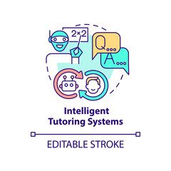 Intelligent tutoring system concept icon. Education technology abstract idea thin line illustration. Isolated outline drawing. Editable stroke. Roboto-Medium, Myriad Pro-Bold fonts used