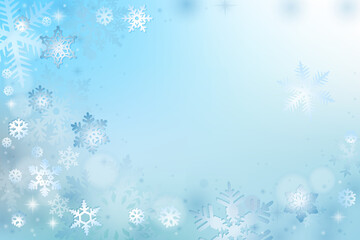 Naklejka na ściany i meble Winter Christmas background with snow and snowflakes