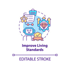 Improve living standards concept icon. Positive impact of automation abstract idea thin line illustration. Isolated outline drawing. Editable stroke. Roboto-Medium, Myriad Pro-Bold fonts used