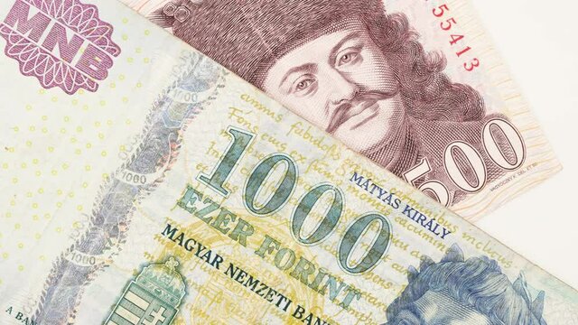 Hungary currency bill. 500 and 1000 forint note