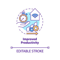 Improved productivity concept icon. Home automation advantages abstract idea thin line illustration. Isolated outline drawing. Editable stroke. Roboto-Medium, Myriad Pro-Bold fonts used