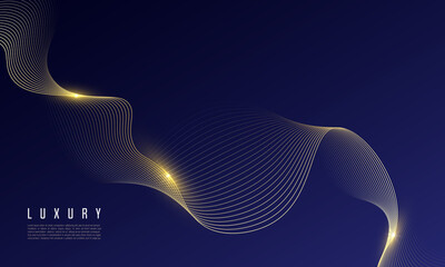 Luxury black-blue background combine with glowing gold lines. Elegant modern background. eps vector