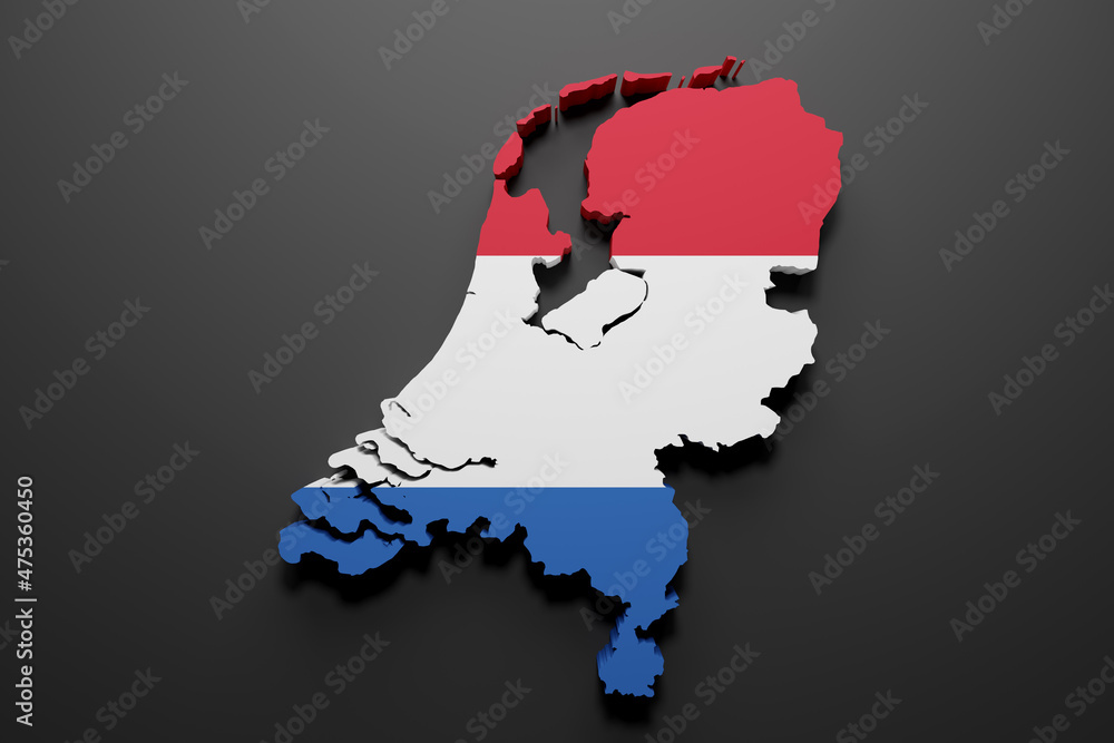 Wall mural 3d Netherland map and flag