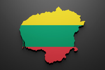 3d Lithuania map and flag