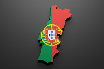 3d Portugal map and flag