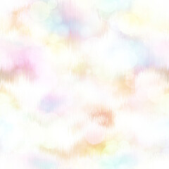 Seamless pale pastel tie dye bokeh texture. Soft tone on tone summer repeat background with washed out sun bleached ink dyed effect. 