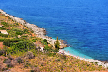 Fototapeta na wymiar coastal panorama in the zingaro natural reserve sicily italy
