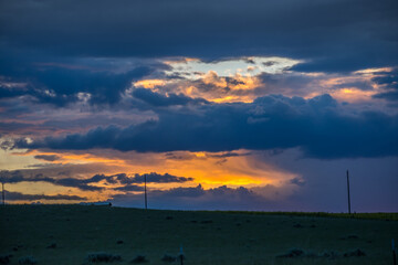 Dramatic vibrant sunset scenery in Three Forks, Montana