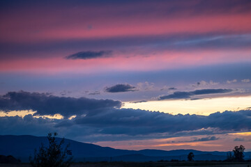 Dramatic vibrant sunset scenery in White Sulphur Springs, Montana