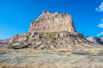 Fototapeta na wymiar Rocky landscape scenery of Scotts Bluff National Monument, Nebraska