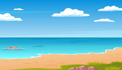 Obraz na płótnie Canvas Summer sea beach landscape colorful vector illustration
