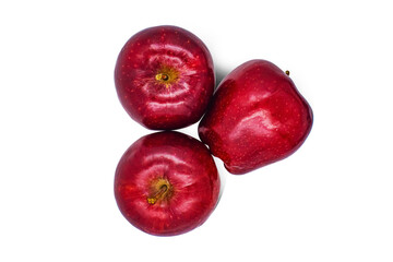 Top view Fresh red apple fruit isolated on white background