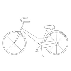 Classic bicycle isolated icon in black and white. Vector illustration in linear style