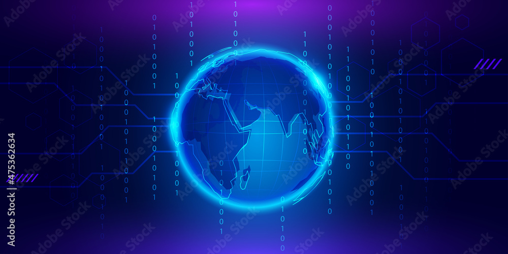Poster modern global technology background with binary