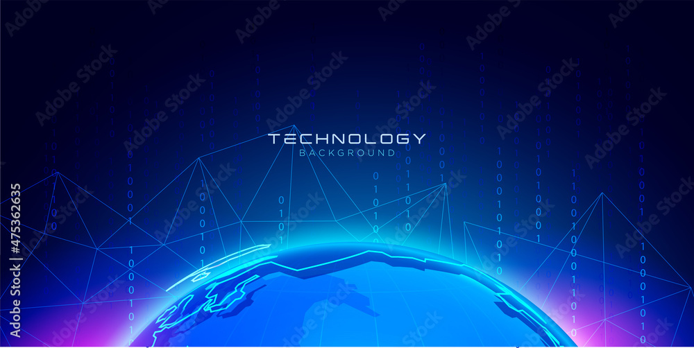 Poster modern global technology background with binary