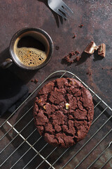 American chocolate cookie and coffee