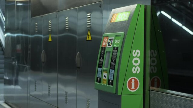 Metro emergency SOS intercom machine. Barcelona, Spain