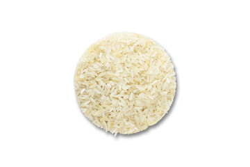 rice, a pile of round shaped rice, white background