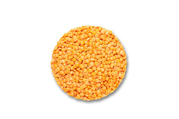 lentils, pile of round shapedlentils, white background