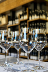 Glasses for the wine ready for a tasting