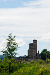 View of Langhe hills with Castle of Serralunga, Piedmont - Italy