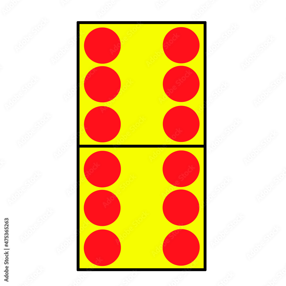 Poster Yellow and red illustration of domino card